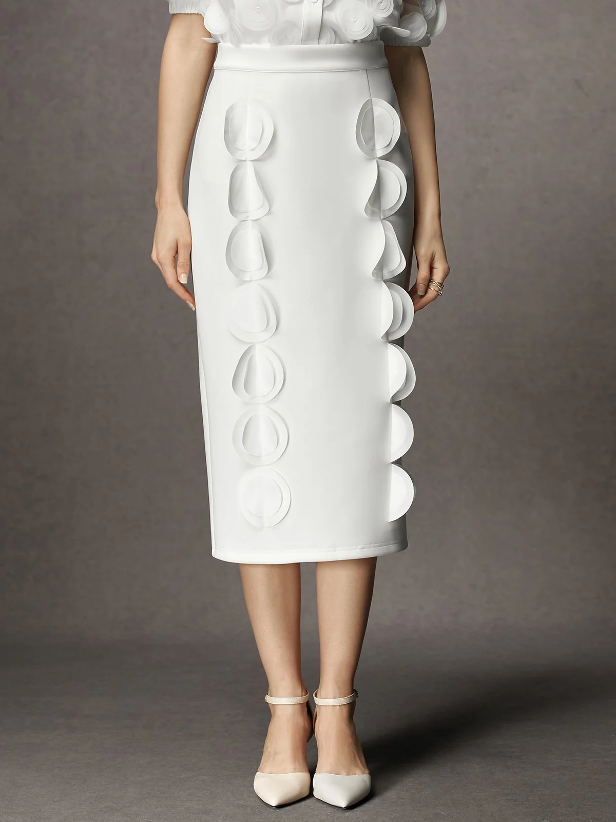 Medium Elasticity Plain Tight Elegant Midi Skirt