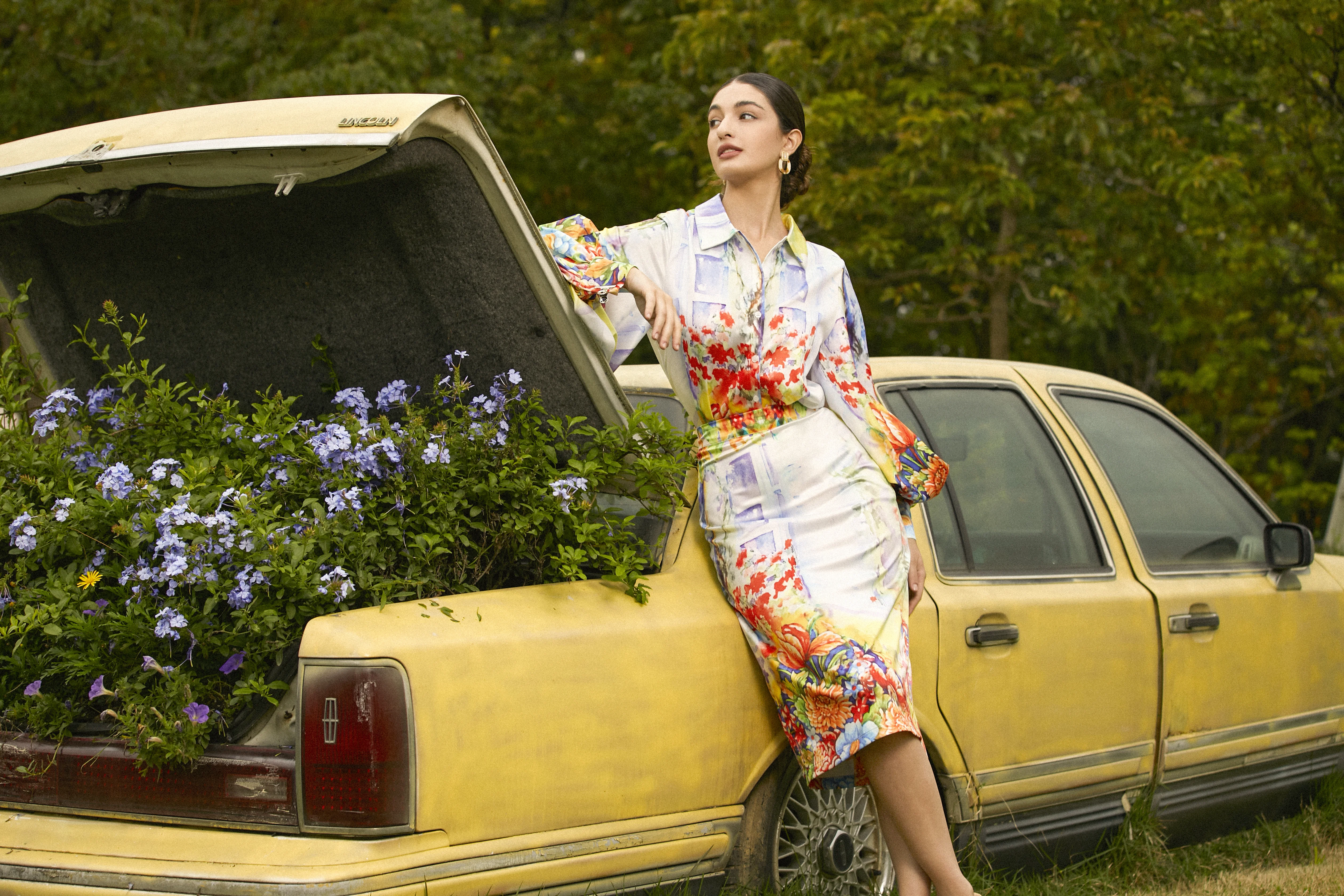 Floral Regular Fit Elegant Midi Skirt
