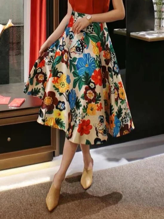 Elegant Regular Fit Floral Skirt