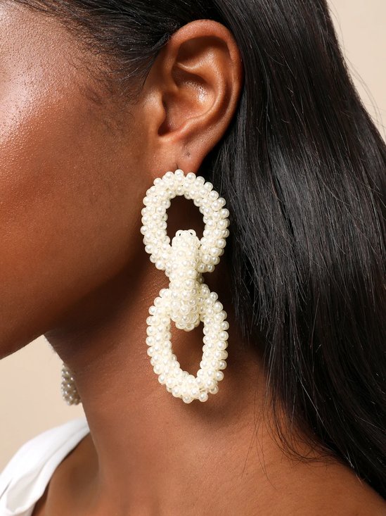 Elegant Imitation Pearl Beaded Chain Drop Earrings