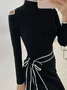 Tight Elegant Turtleneck Long sleeve Midi Dress