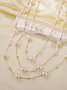 Elegant Imitation Pearl Multilayer Necklaces with Stud Earrings Jewelry Set