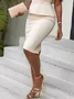 Medium Elasticity Plain Regular Fit Elegant Midi Skirt