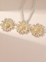 Metallic Sunflower Shaped Necklace And Earring Jewelry Set