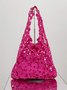 Hollow Out Floral Canvas Tote Large Capacity Foldable Shoulder Bag