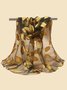 Elegant Leaf Embroidery Organza Scarf Lightweight Shawl Wrap