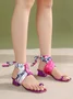Minimalist Black Low Heel Ankle Strap Toe-ring Sandals