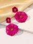 Fashionable Metallic Hollow Out Flower Petals Dangle Earrings