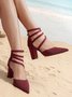 Roman Style Chunky Heel Hollow Pumps with Back Zipper